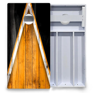 Orange/Black Triangle Cornhole Boards - All Weather Series by Cornhole Solutions, custom cornhole board detail photo 4