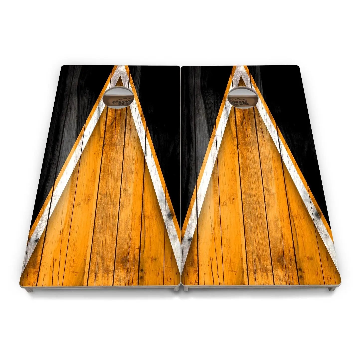 Orange / Black Triangle Cornhole Boards - Professional Tournament Series by Cornhole Solutions, custom cornhole board detail photo 2