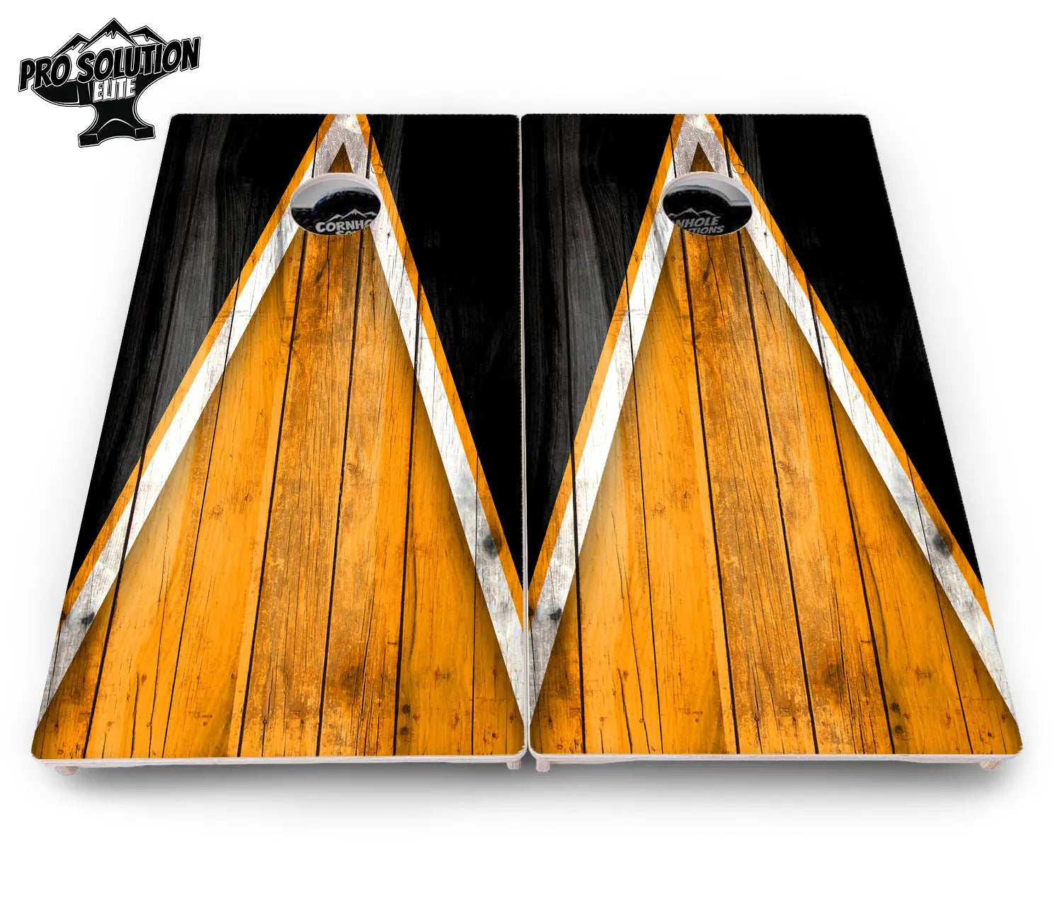 Orange & Black Triangle Cornhole Boards - Pro Solution Elite Series by Cornhole Solutions, custom cornhole board detail photo 4
