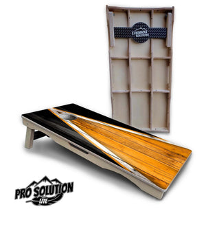 Orange & Black Triangle Cornhole Boards - Pro Solution Lite Series by Cornhole Solutions, custom cornhole board main product photo