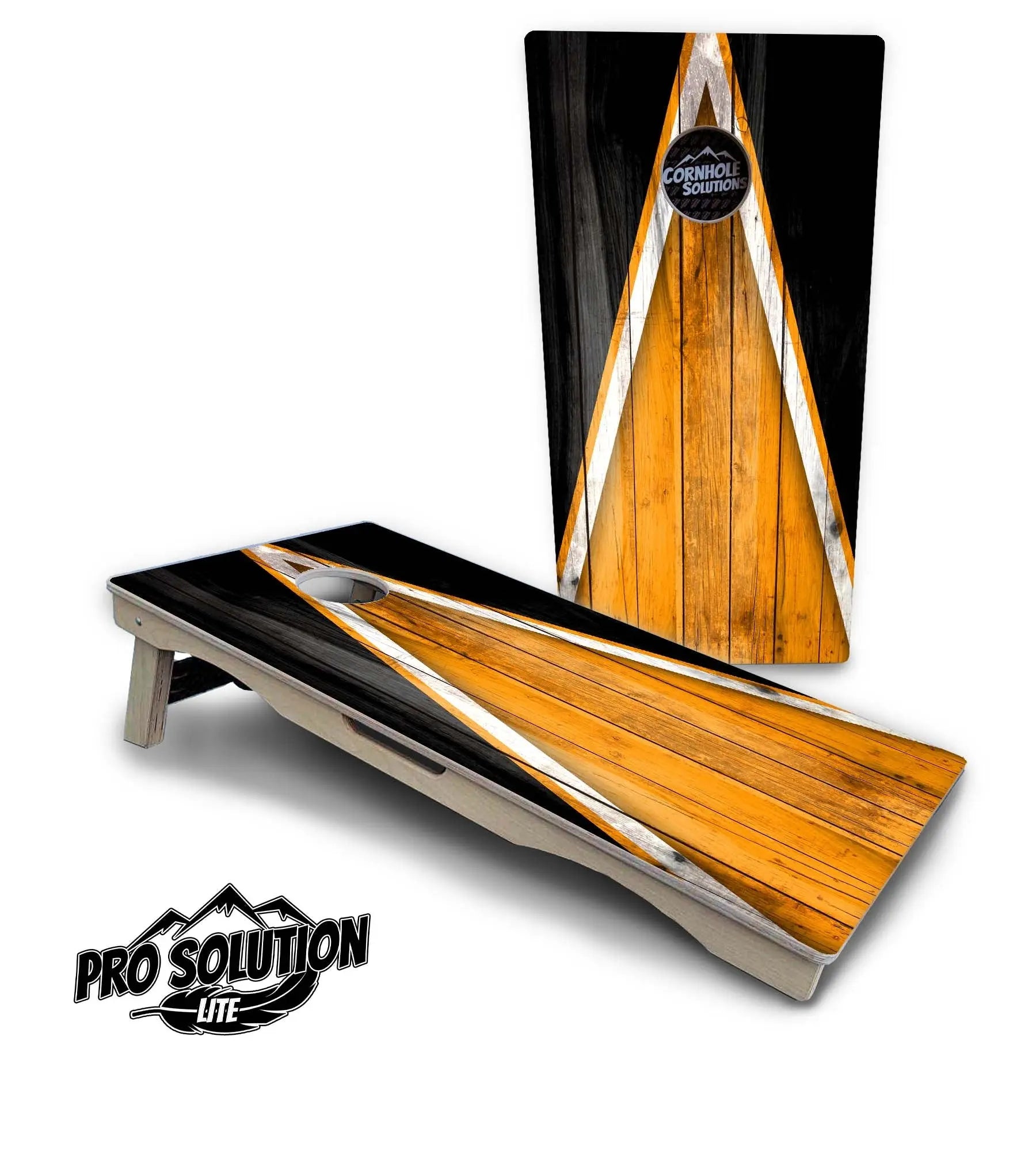 Orange & Black Triangle Cornhole Boards - Pro Solution Lite Series by Cornhole Solutions, custom cornhole board detail photo 2