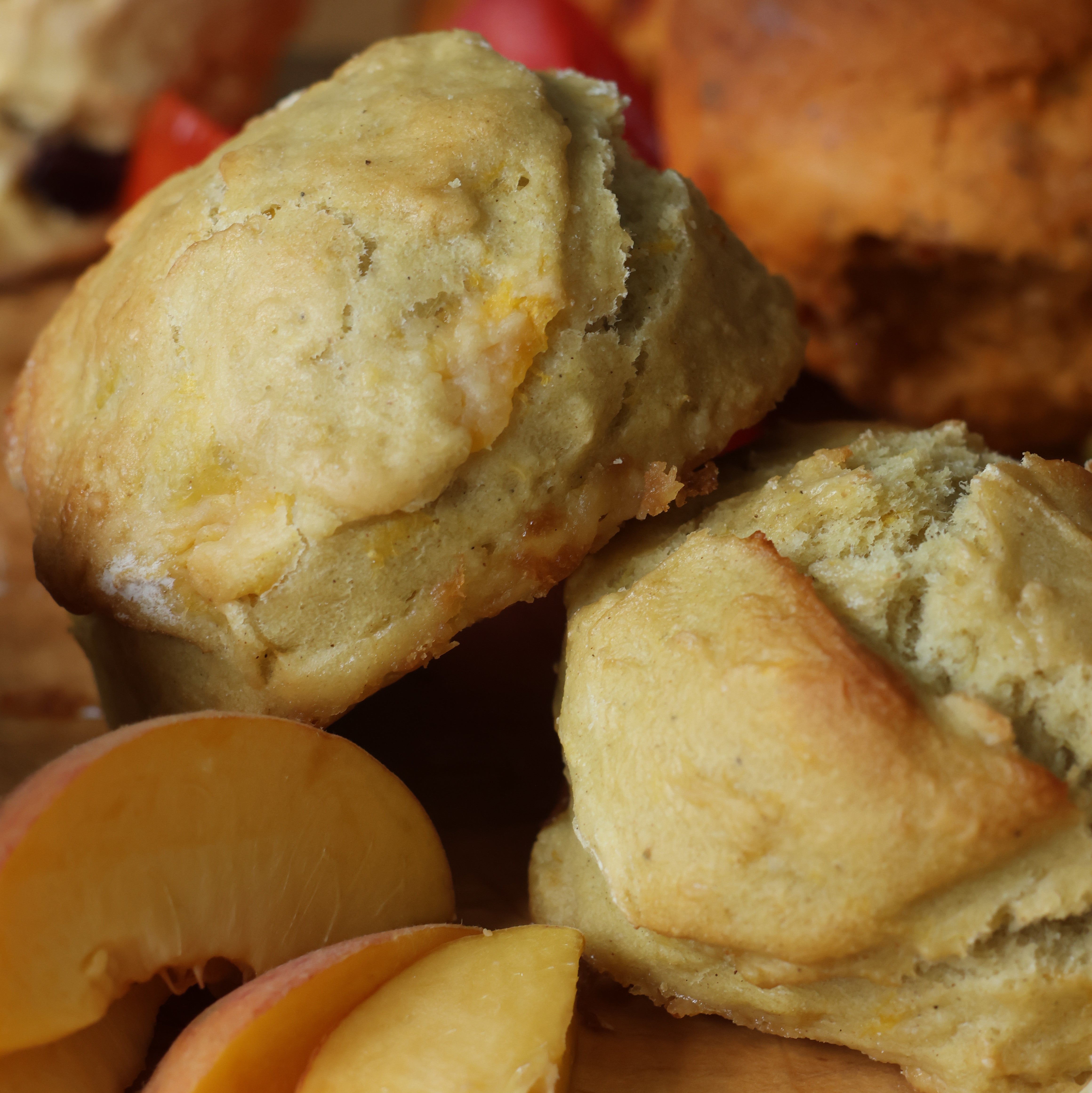 Orchard Peach Cream Scones - Gluten Free detail view by Two and a Half Irishmen - Traditional Irish Baking