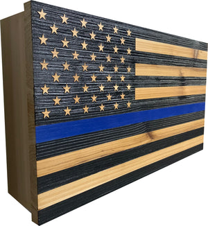 Blue Line American Flag Hidden Gun Storage, Customizable Thin Blue Line Concealment Flag for Police Officers and Law Enforcement Professionals by Bellewood Designs, Southern home