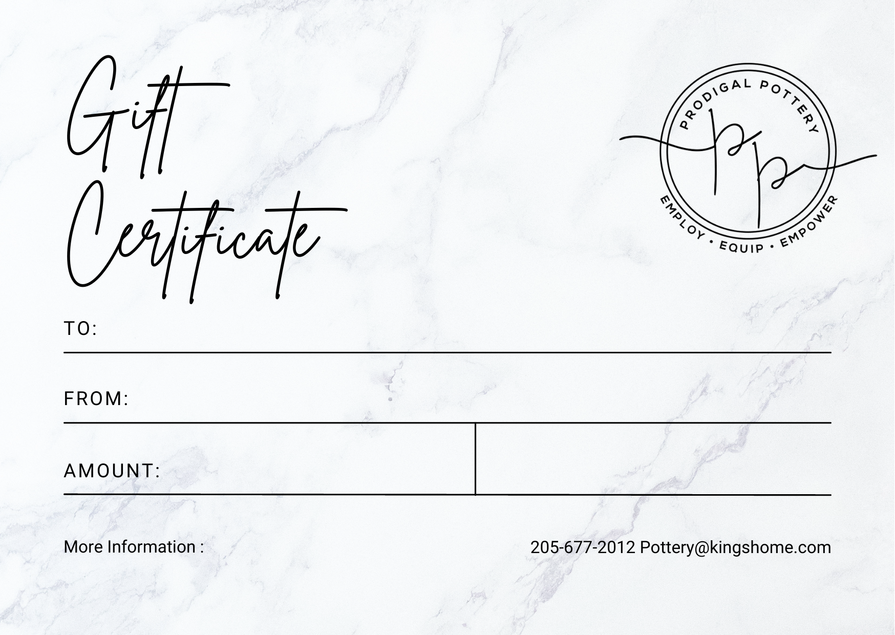 Prodigal Pottery Prodigal Pottery Gift Certificate — product view 1