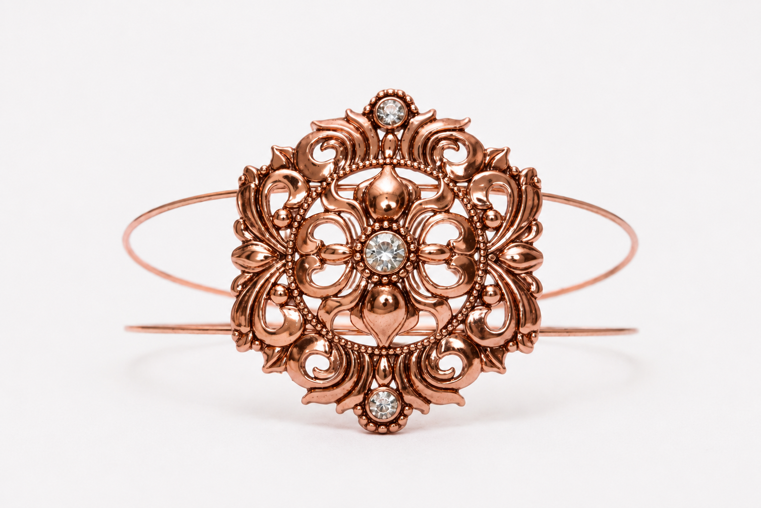Copper Rhinestone Guitar String Bracelet by N Harmony Jewelry, handmade jewelry detail photo 2
