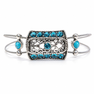 Aqua and Silver Guitar String Bracelet by N Harmony Jewelry, handmade jewelry detail photo 3