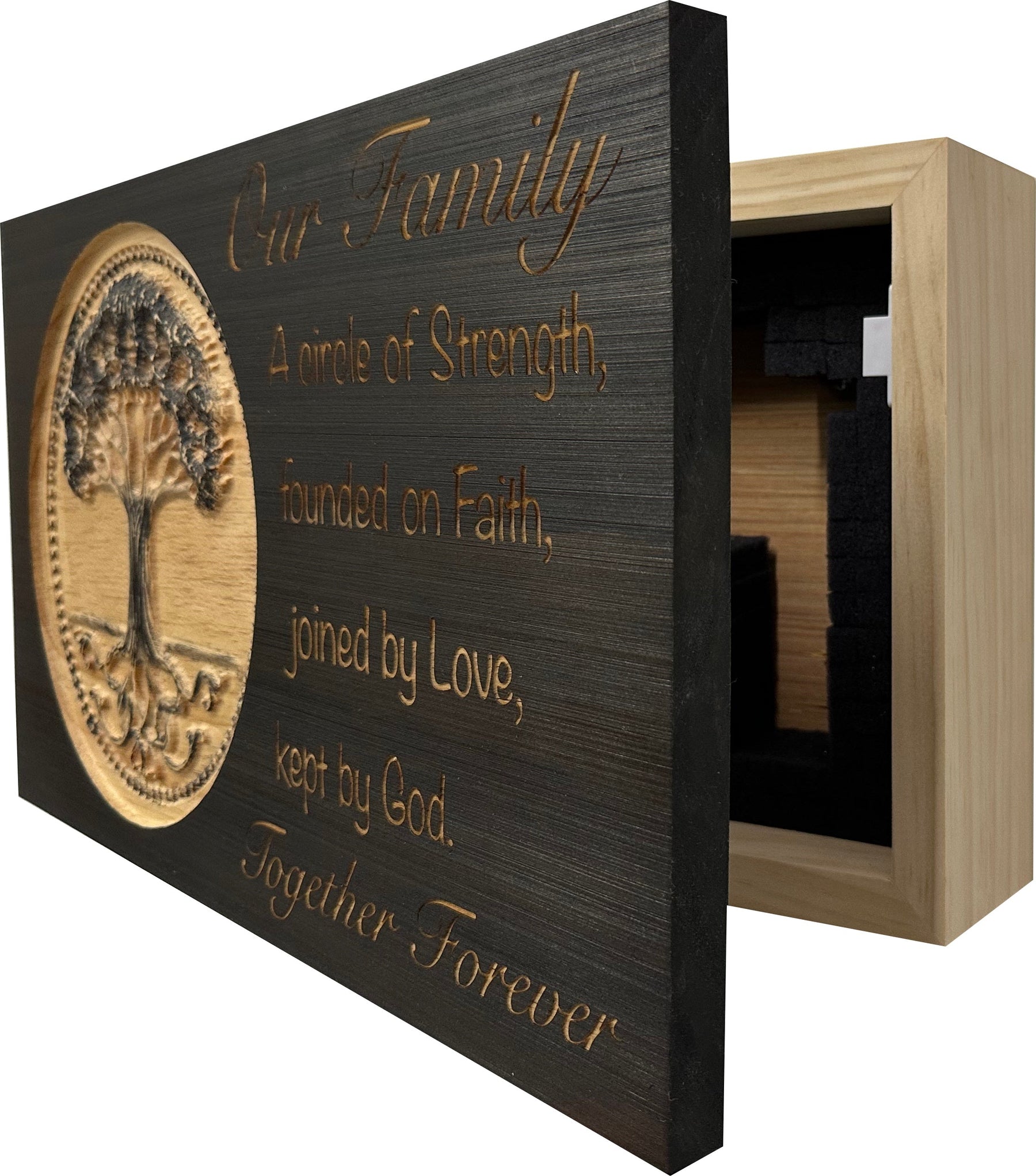 Our Family Tree Roots Wall Decoration Gun Safe - Securely Store Your Gun Safely in Plain Sight by Bellewood Designs, Southern home decor detail photo 4