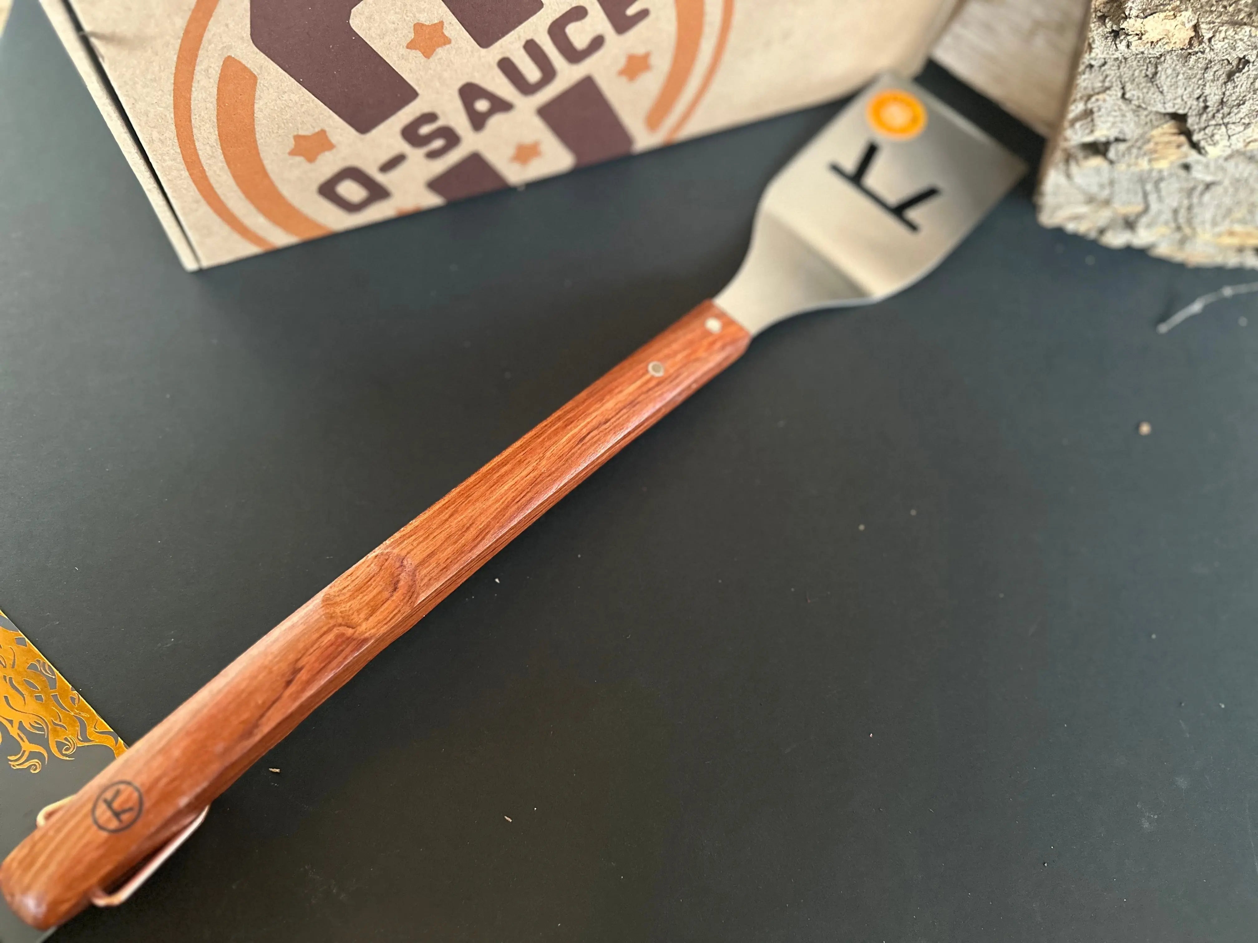 Outset Rosewood Spatula by Q Sauce, Southern food gift detail photo 2