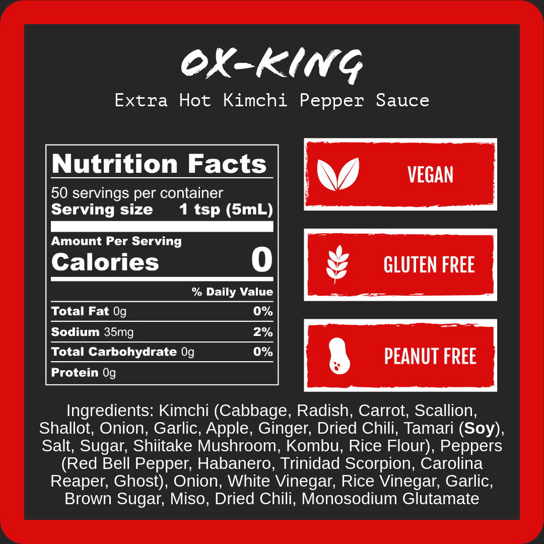 Ox-King - Extra Hot Fermented Kimchi (9oz) nutrition facts