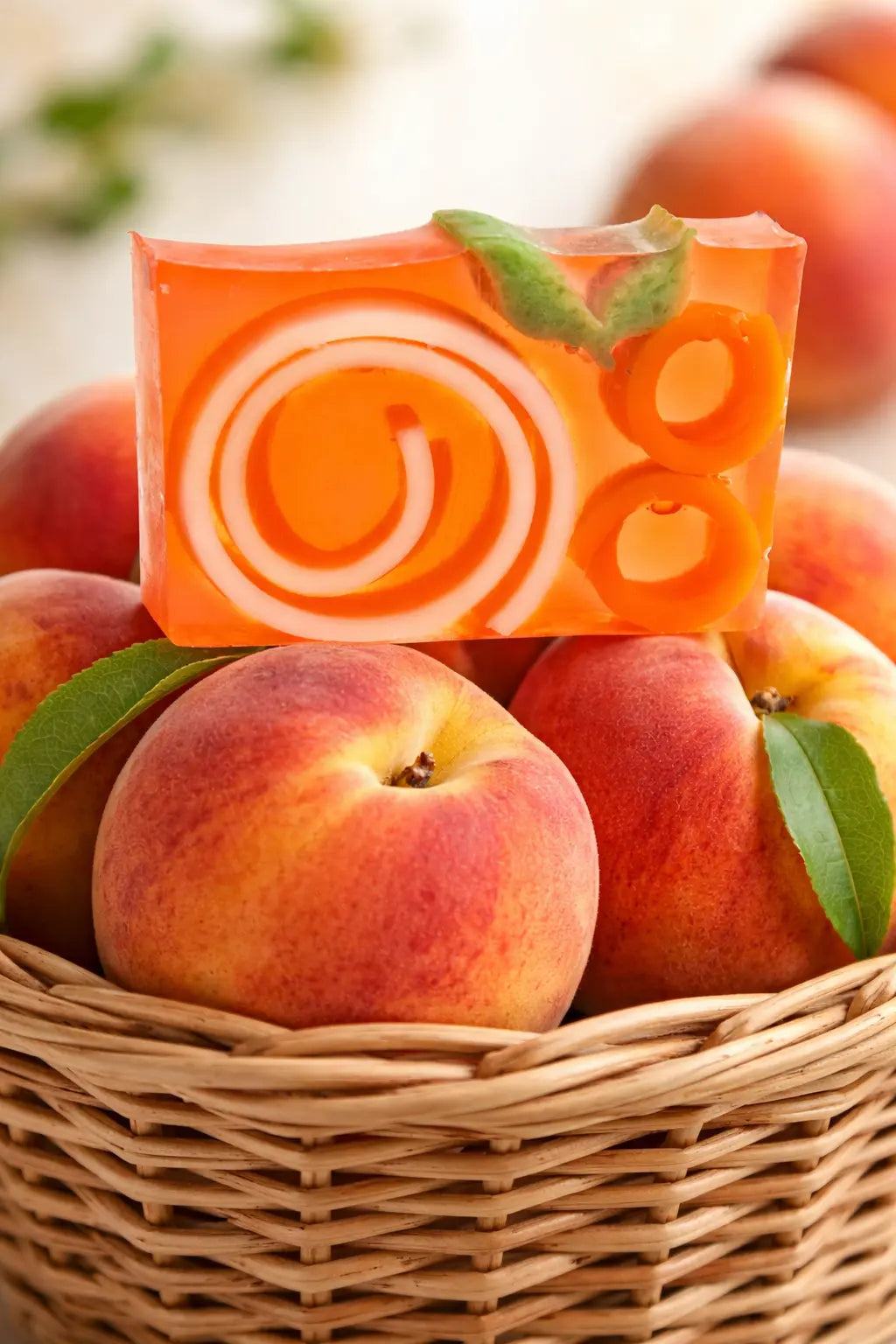 Peach Soap Slice 5.5 Oz. by Essential Journeys, natural skincare detail photo 2