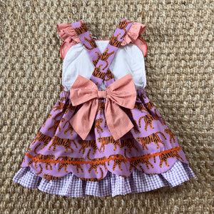 Orange & Purple Tiger Dress detail view by Seven Lantern Lane