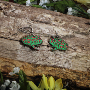 Pacman Frog Wooden Earrings | Exotic Pet Amphibian Jewelry