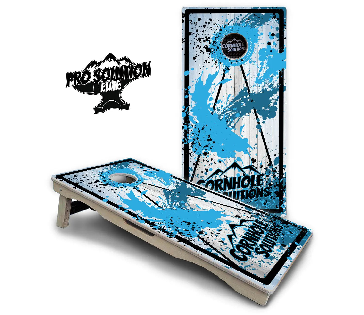 Paint Splatter CS Logo Cornhole Boards - Pro Solution Elite Series by Cornhole Solutions, custom cornhole board detail photo 3