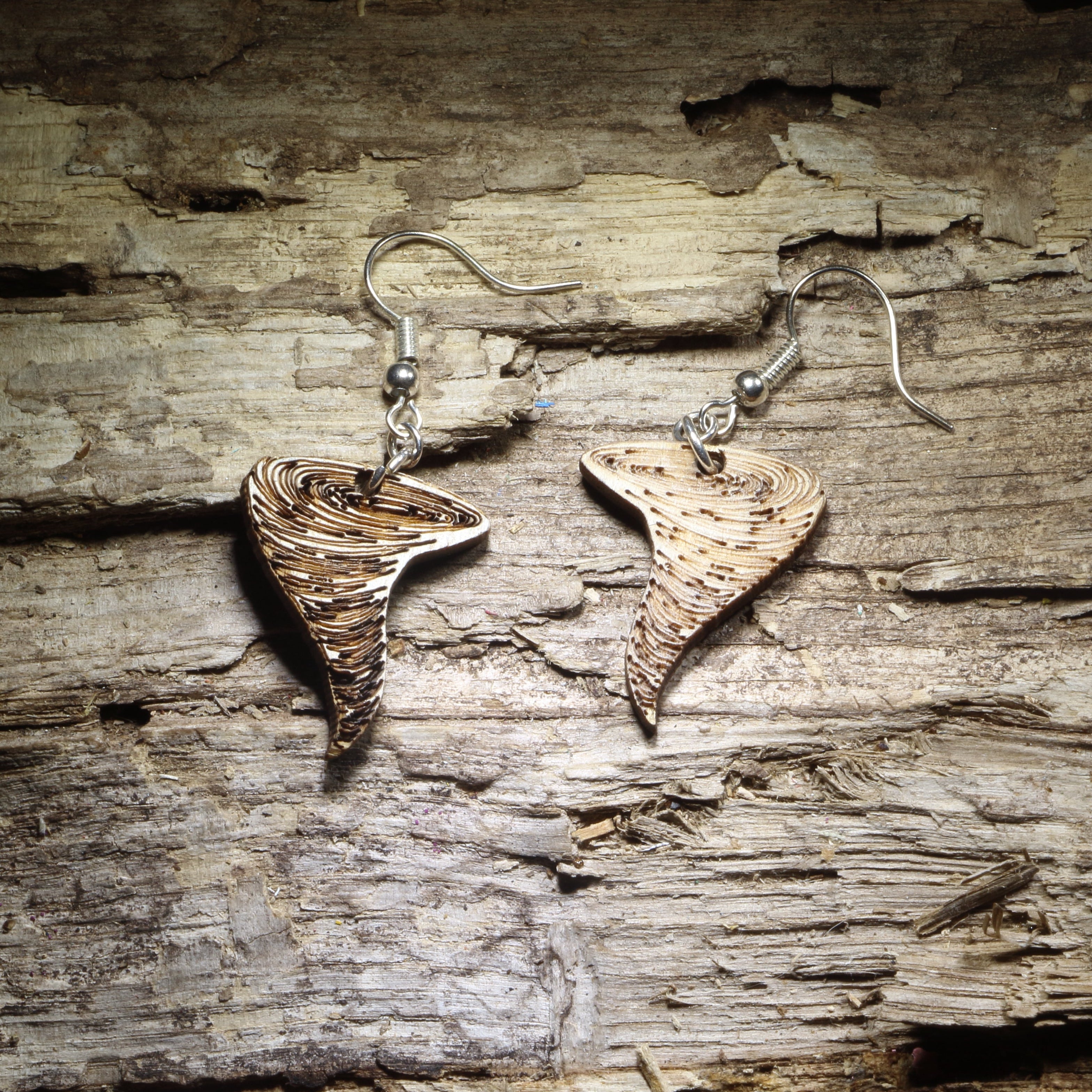 Tornado Wooden Dangle Earrings | Storm Weather Jewelry