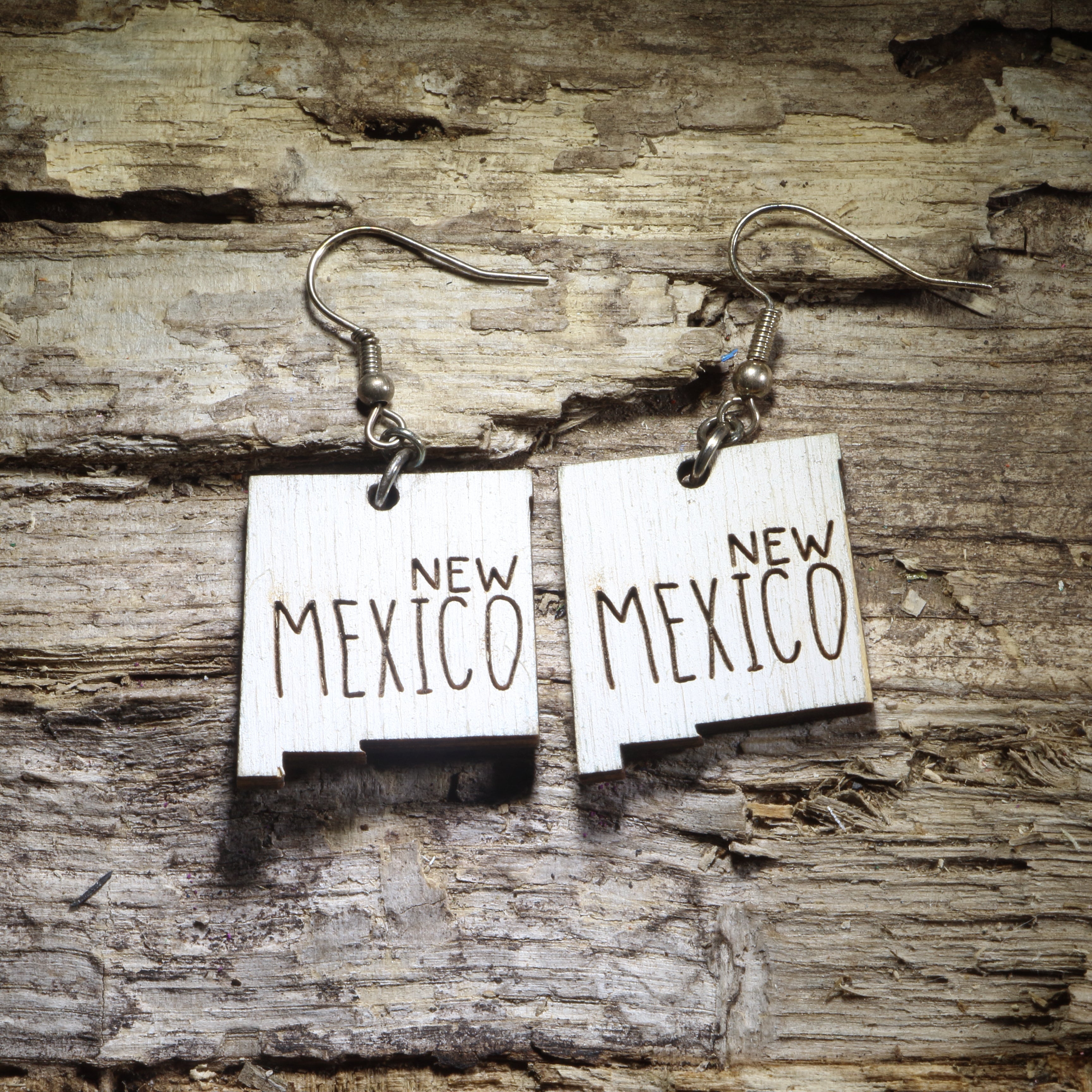 New Mexico State Wooden Dangle Earrings | Southwest Jewelry