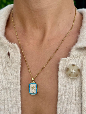 Palms Necklace - Blue by HALT, handmade jewelry main product photo