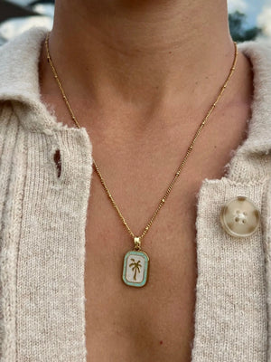Palms Necklace - Green by HALT, handmade jewelry main product photo