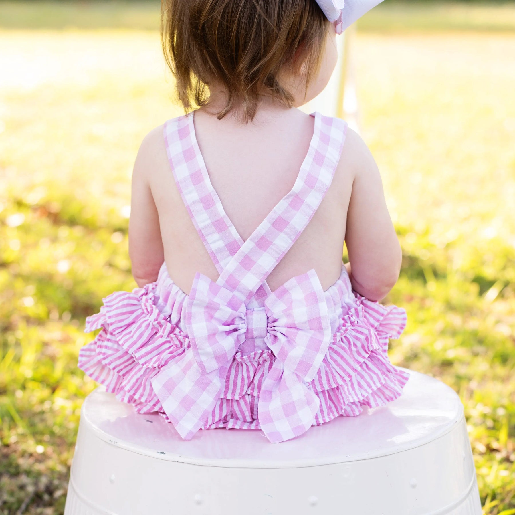Pastel Pink First Birthday Bubble by Seven Lantern Lane, children's boutique clothing detail photo 4