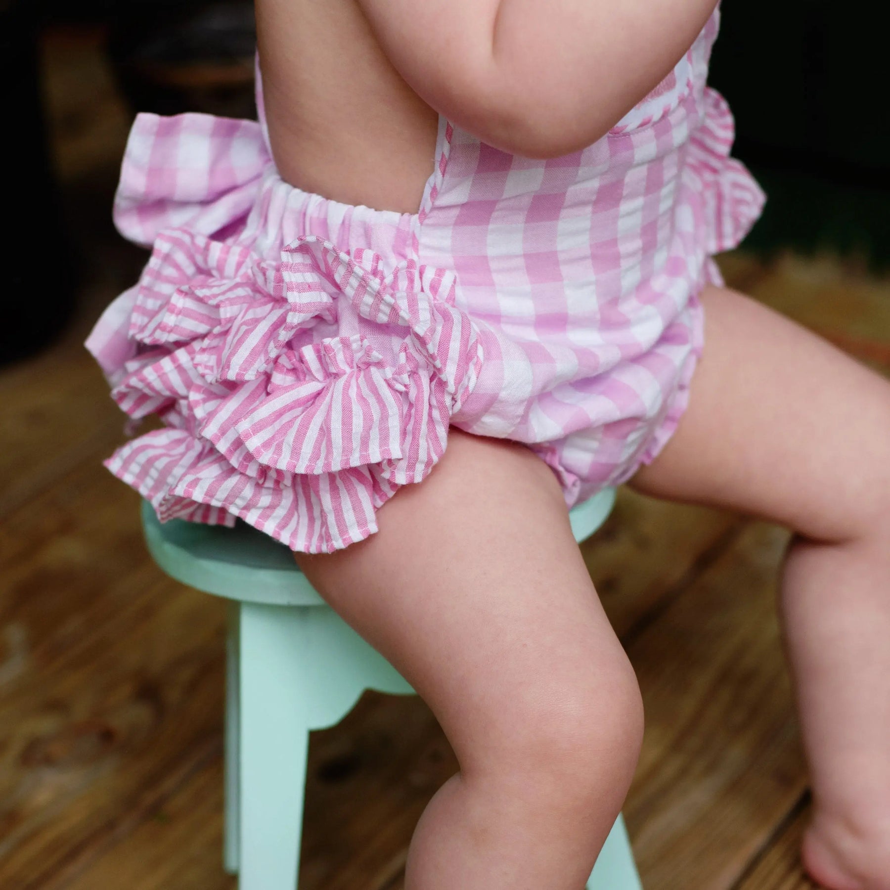 Pastel Pink First Birthday Bubble by Seven Lantern Lane, children's boutique clothing detail photo 6