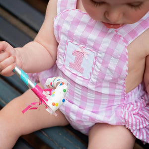 Pastel Pink First Birthday Bubble by Seven Lantern Lane, children's boutique clothing detail photo 7
