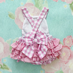 Pastel Pink First Birthday Bubble by Seven Lantern Lane, children's boutique clothing detail photo 10