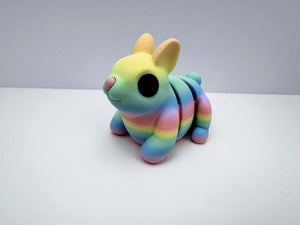 Pastel Rainbow Bunny 3D Printed Fidget Toy | Large Sensory Toy by Mushroom Lady Co, paper gift detail photo 2