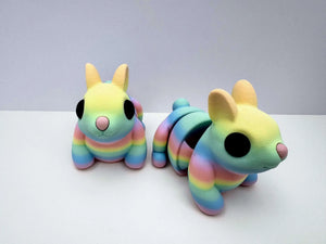 Pastel Rainbow Bunny 3D Printed Fidget Toy | Large Sensory Toy by Mushroom Lady Co, paper gift detail photo 4