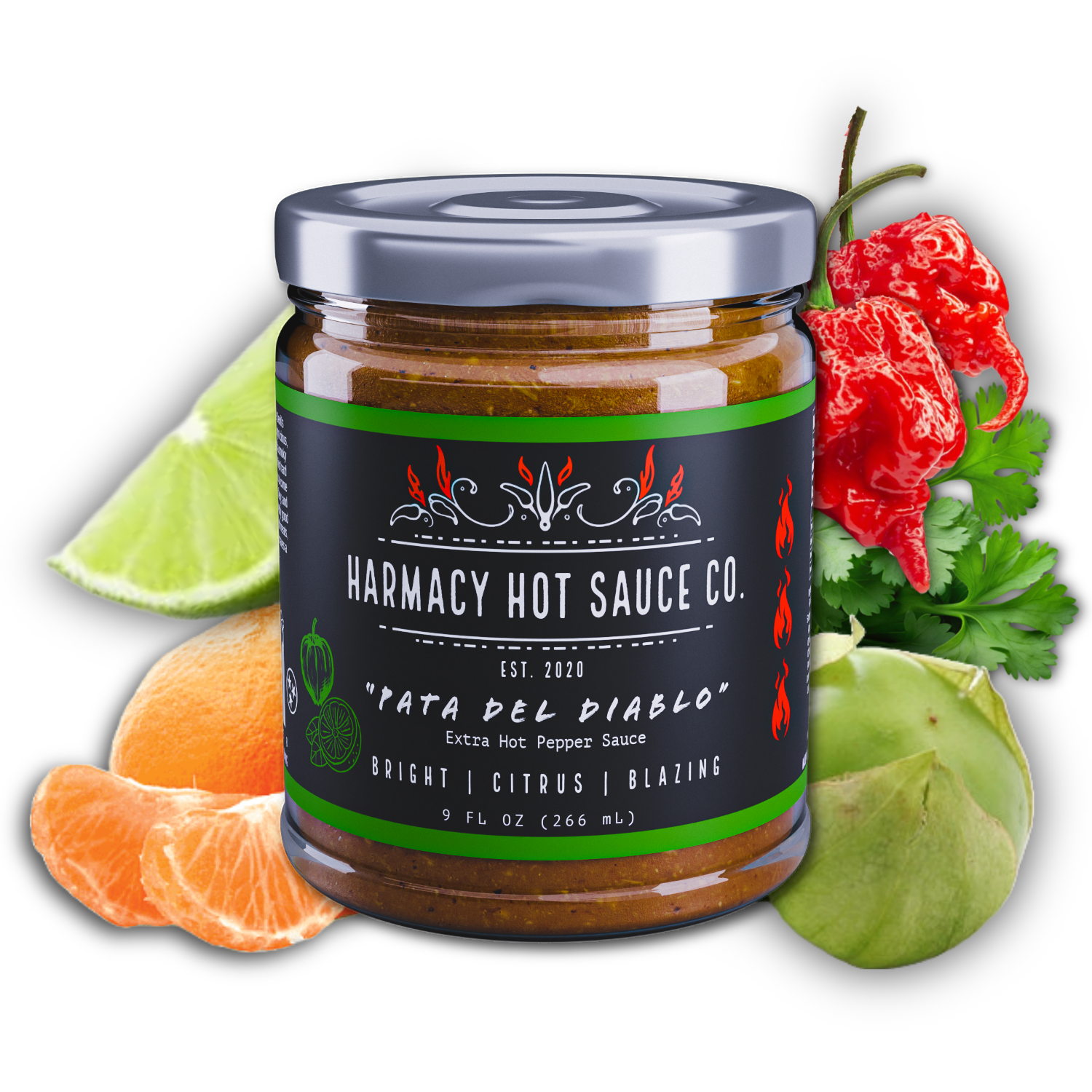 Pata del Diablo - Extra Hot Tomatillo & Tangerine (9oz) by Harmacy Hot Sauce Co.