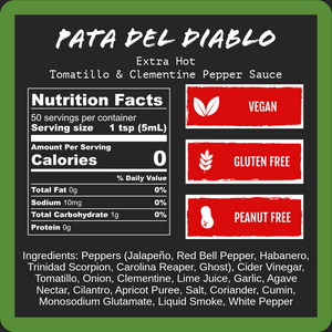 Pata del Diablo - Extra Hot Tomatillo & Tangerine (9oz) nutrition facts