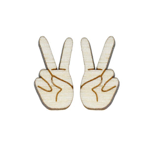 Peace Sign Stud Earrings hand painted on lightweight wood by LE CHIC MIAMI