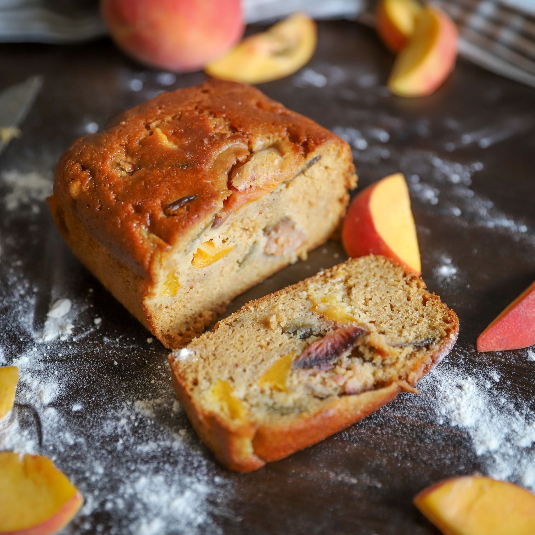 Virginia Peach Cobbler Cake - Vegan detail view by Two and a Half Irishmen - Traditional Irish Baking