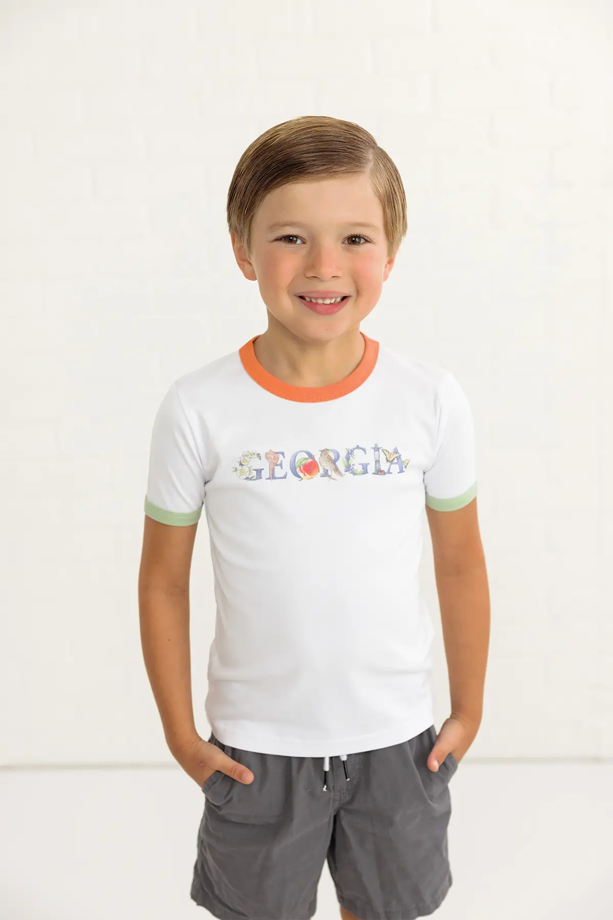 Peachy Georgia Organic Cotton Tee by Nola Tawk, Southern lifestyle apparel detail photo 2