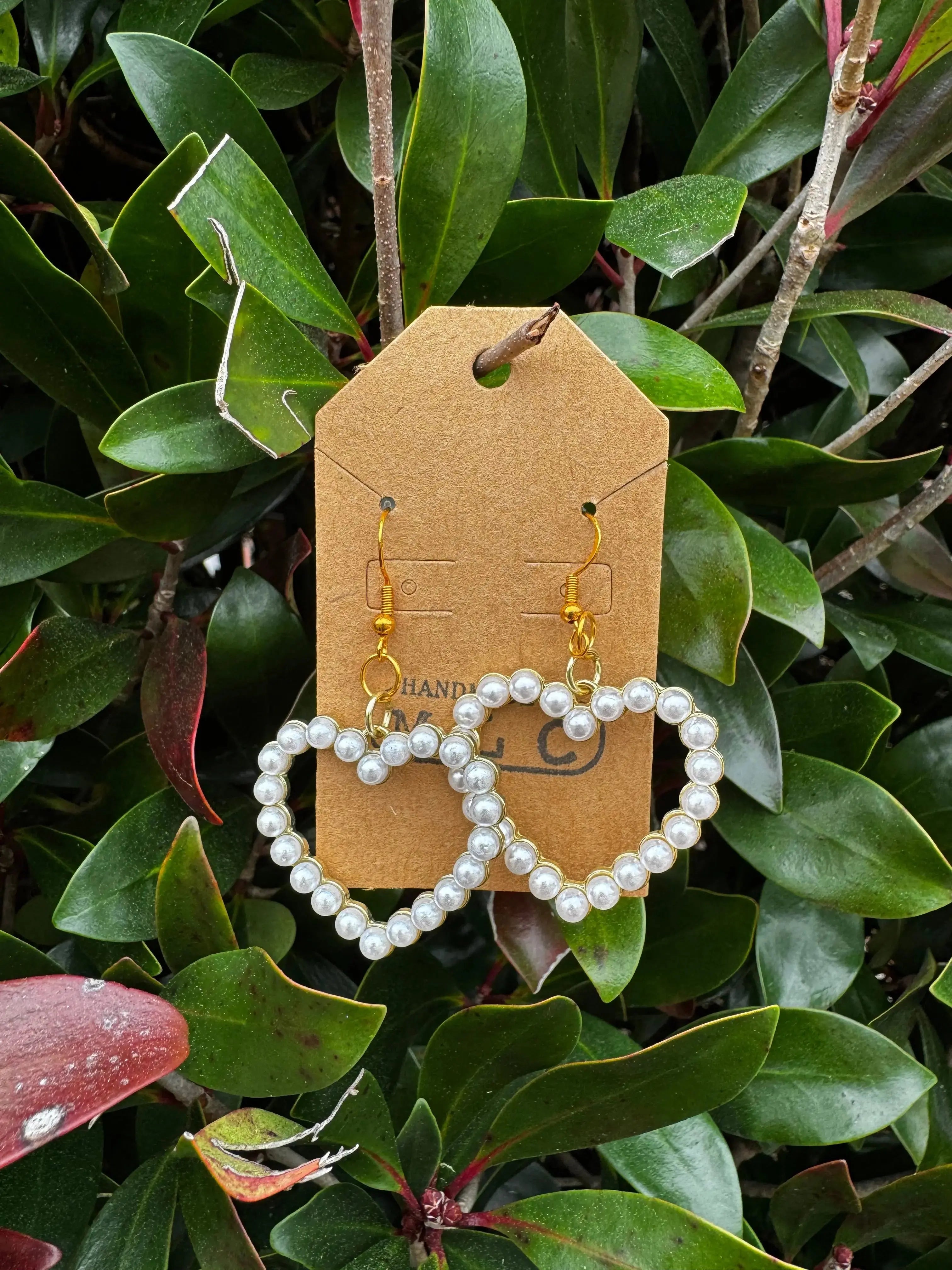 Pearly Heart Earrings | Romantic Cottagecore Jewelry Gift by Mushroom Lady Co, handmade jewelry main product photo