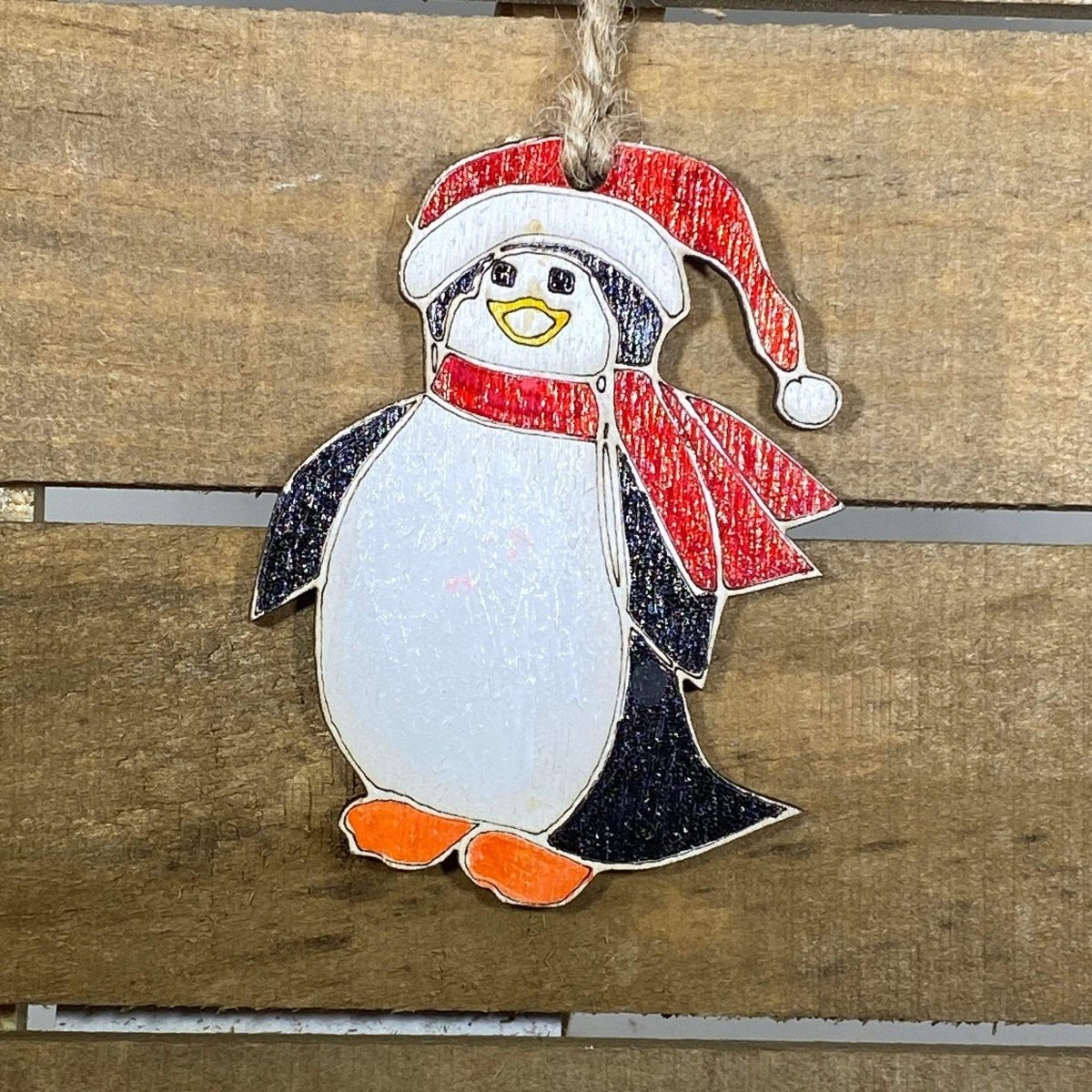 Penguin Wooden Christmas Ornament | Cute Winter Holiday Decor by Cate's Concepts, LLC, Southern home decor main product photo
