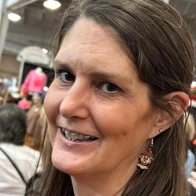 Thanksgiving Scarecrow Wooden Dangle Earrings | Fall Harvest Jewelry detail view by Cate's Concepts, LLC