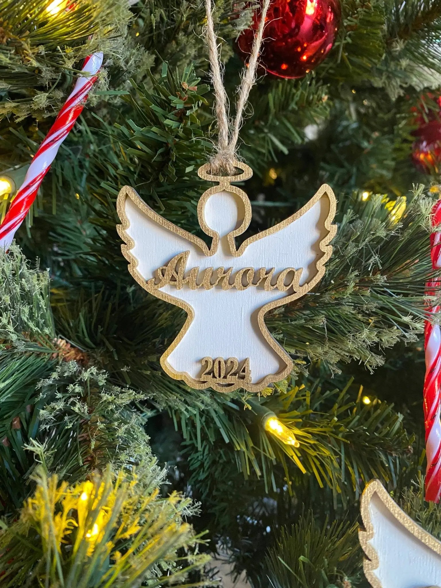 Personalized Angel Wooden Ornament by Poor Hog Customs, Southern home decor main product photo
