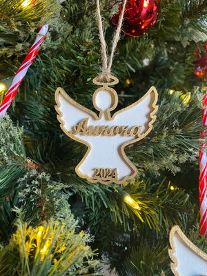 Personalized Angel Wooden Ornament by Poor Hog Customs, Southern home decor main product photo