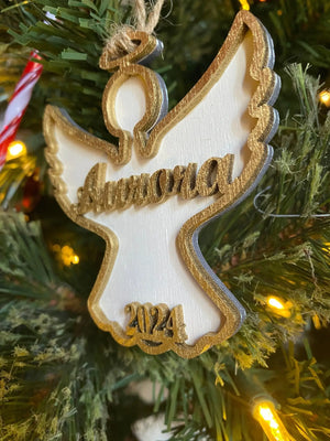 Personalized Angel Wooden Ornament by Poor Hog Customs, Southern home decor detail photo 2
