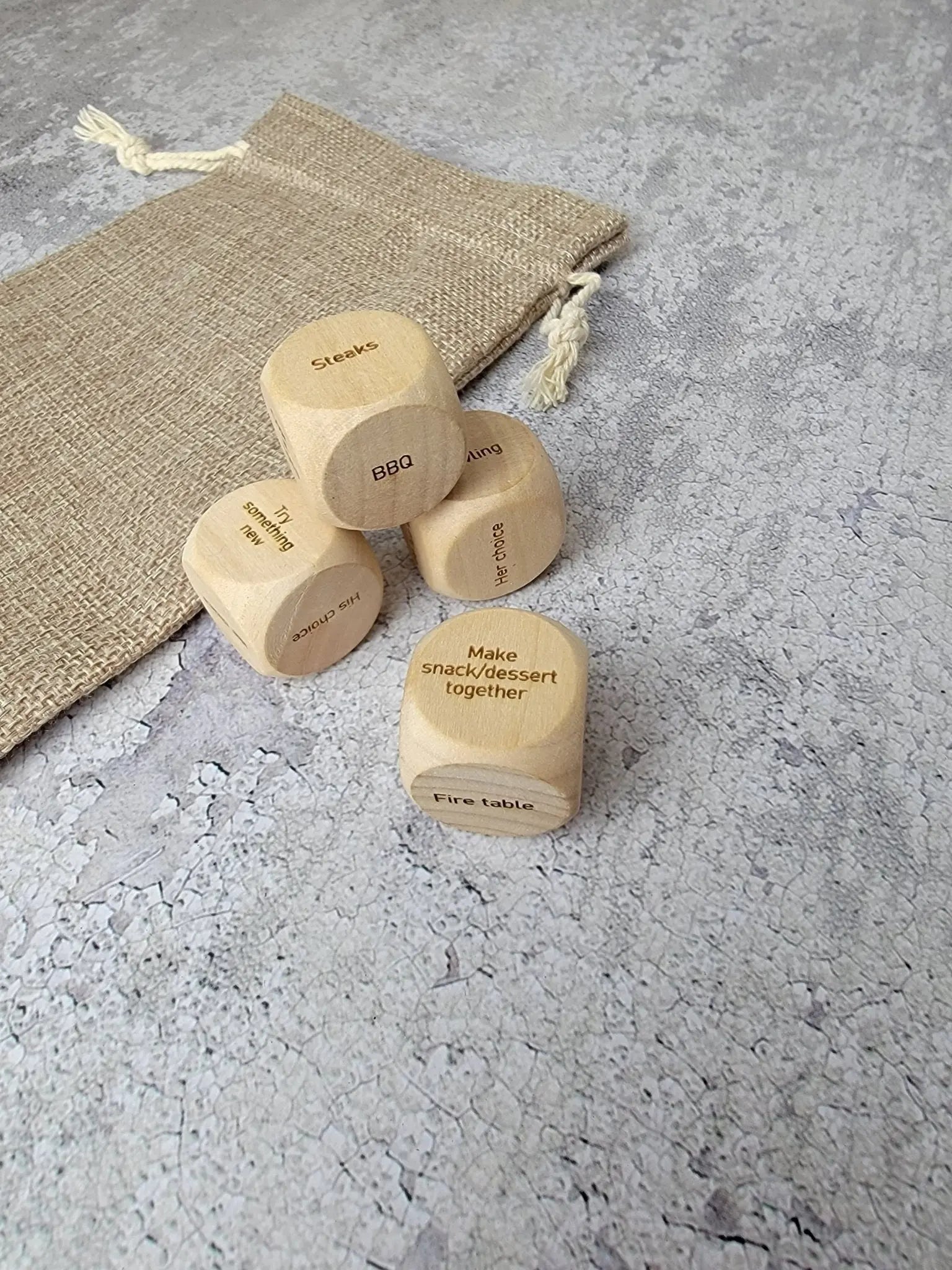 Personalized Couples Date Decision Dice by EverLee Creations, party games detail photo 2