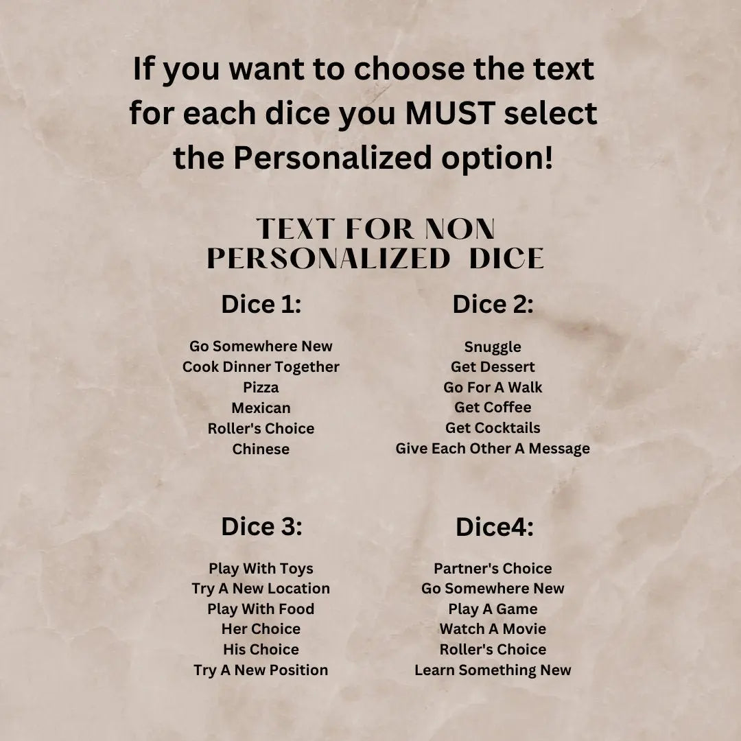 Personalized Couples Date Decision Dice by EverLee Creations, party games detail photo 3