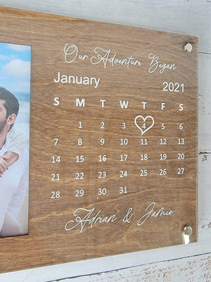 Personalized Couples Picture Frame with Calendar by EverLee Creations, graphic tee detail photo 4