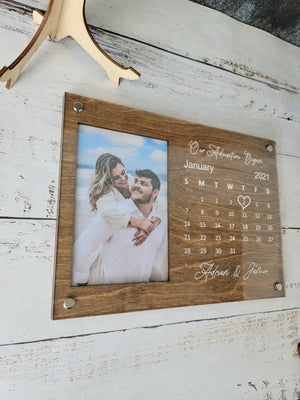 Personalized Couples Picture Frame with Calendar by EverLee Creations, graphic tee detail photo 6