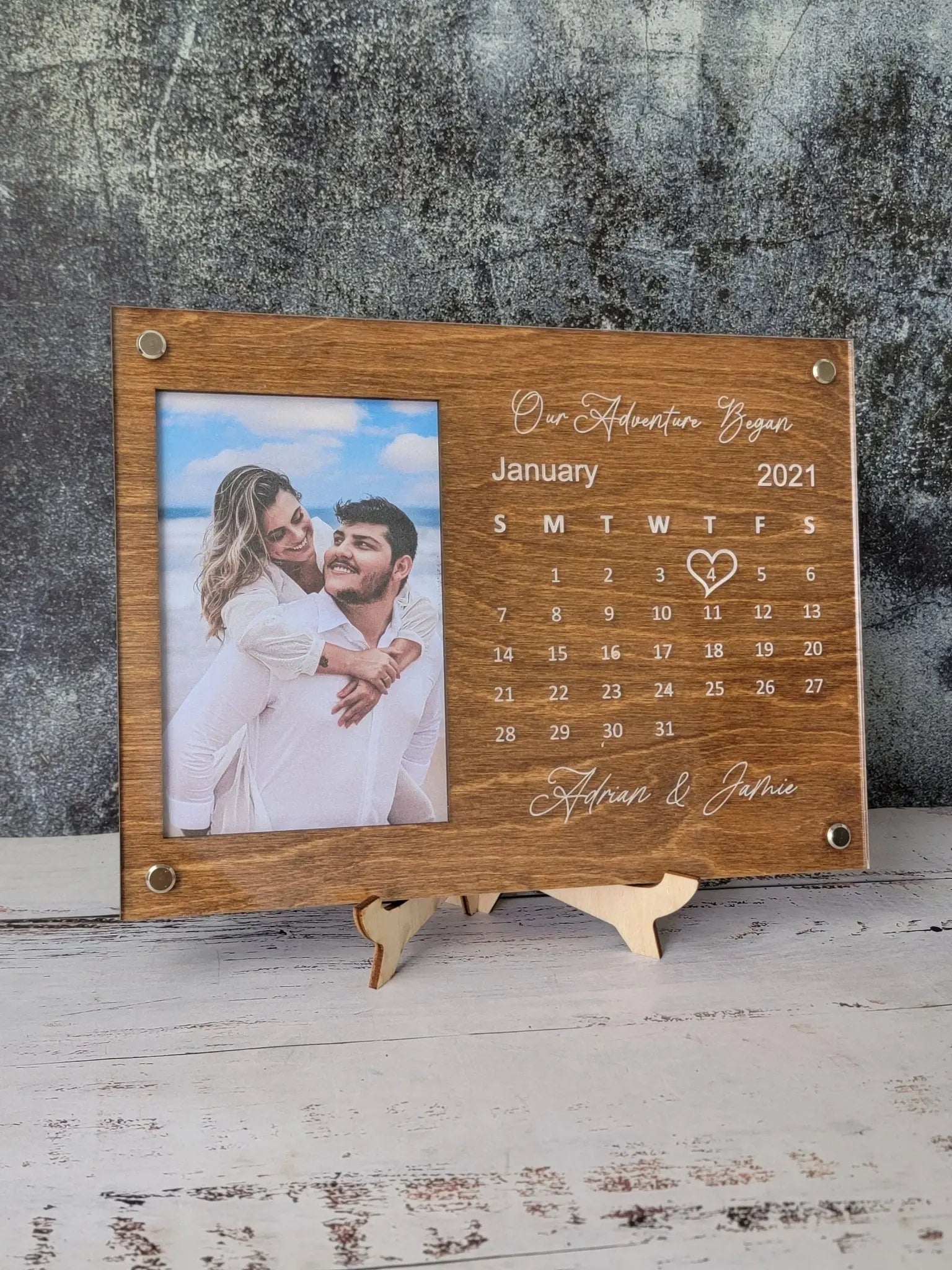 Personalized Couples Picture Frame with Calendar by EverLee Creations, graphic tee detail photo 7