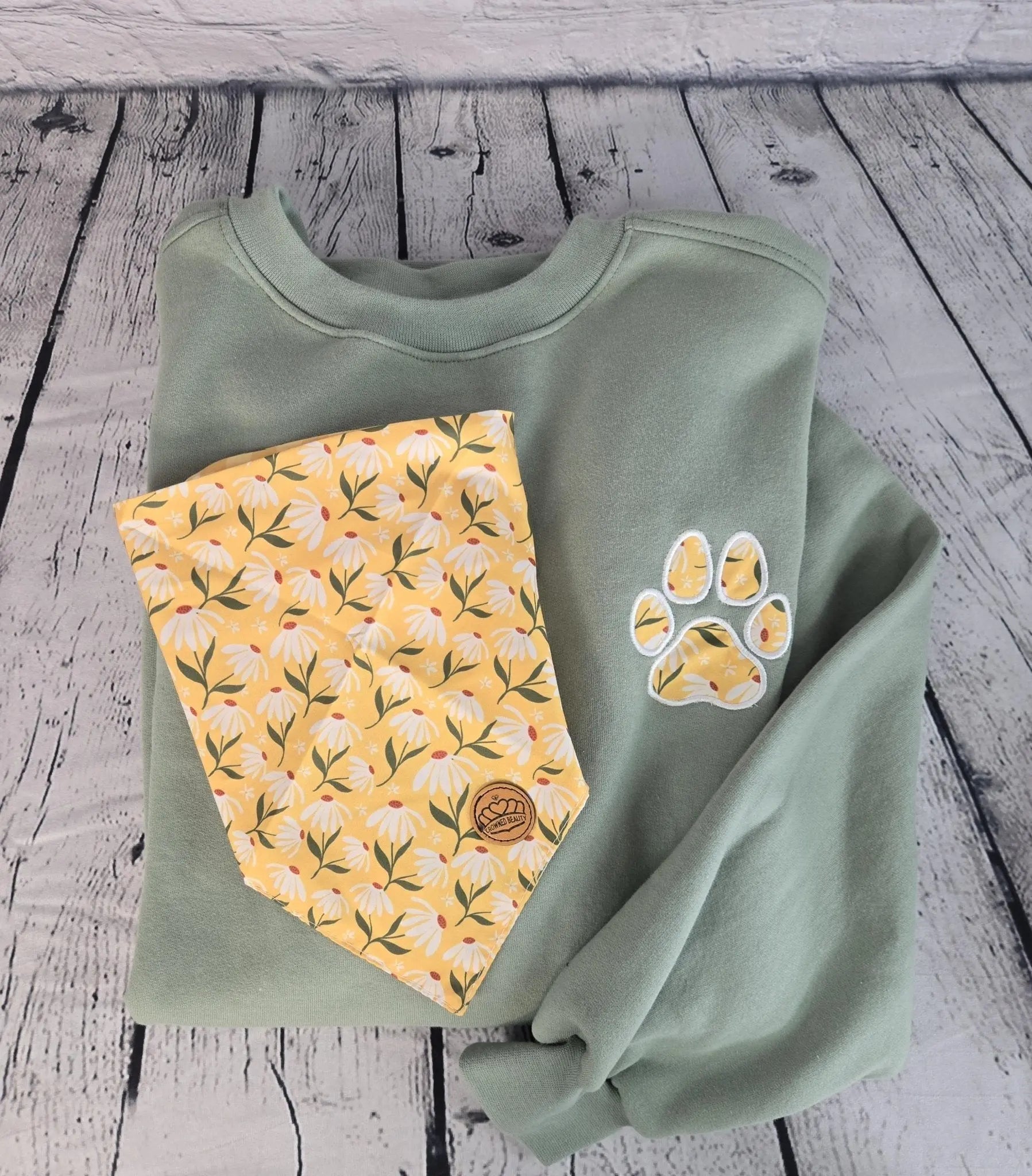 Personalized Dog Bandana With Matching Paw Print Sweatshirt by EverLee Creations, Southern lifestyle apparel detail photo 7