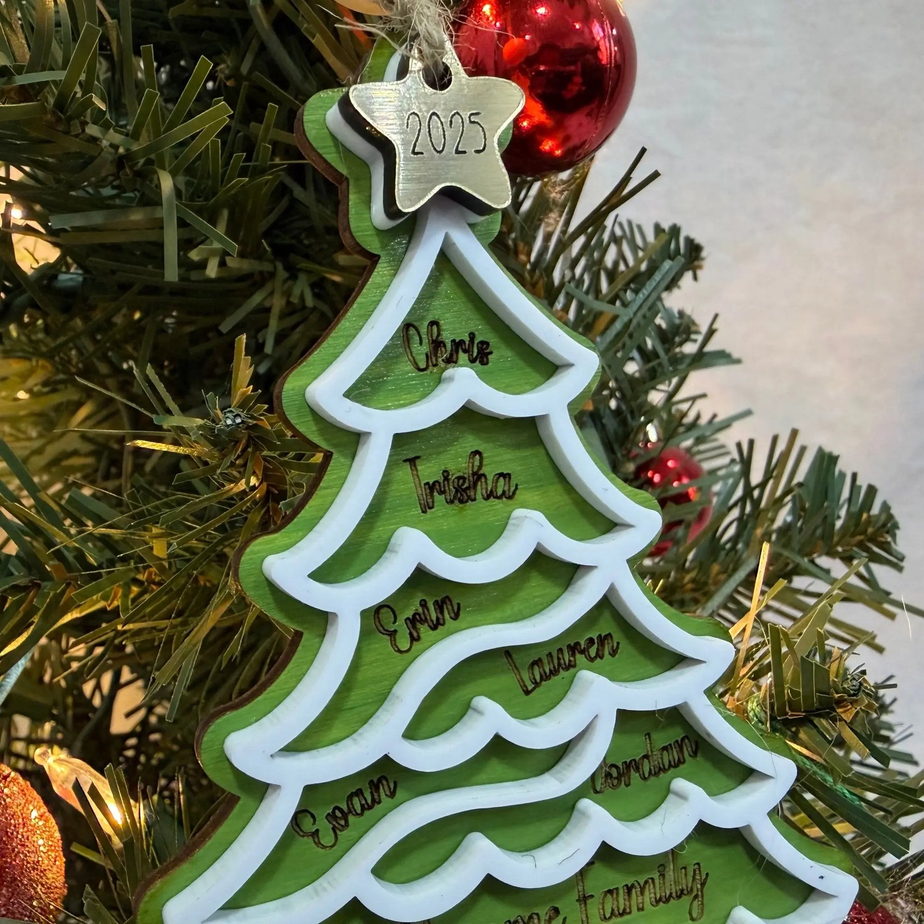 Personalized Family Christmas Tree Ornament by Poor Hog Customs, Southern home decor detail photo 2
