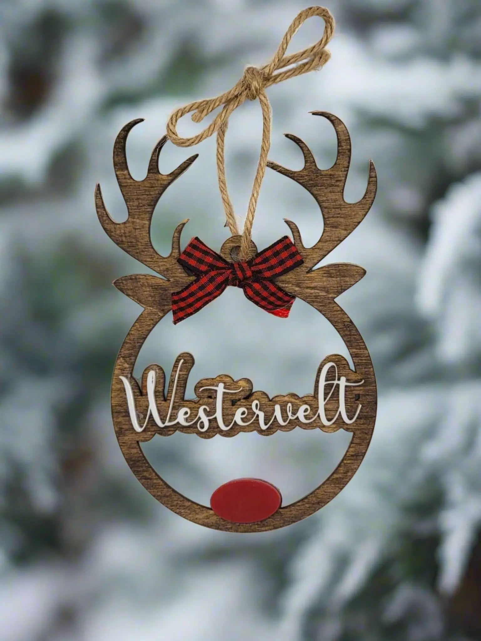 Personalized Reindeer Christmas Ornament by EverLee Creations, Southern home decor main product photo