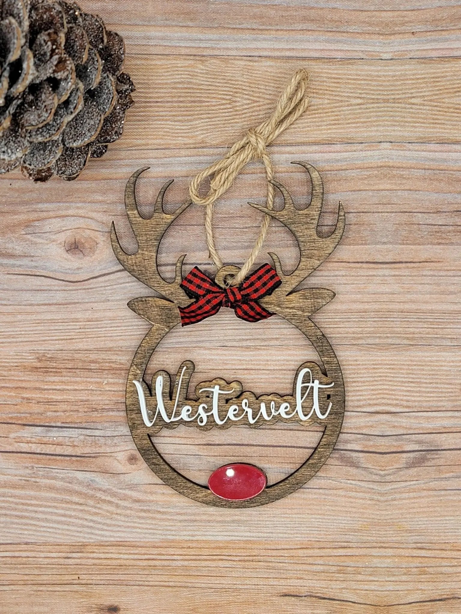 Personalized Reindeer Christmas Ornament by EverLee Creations, Southern home decor detail photo 2