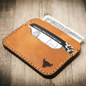 Pflugerville slim leather card wallet by Bull Sheath Leather