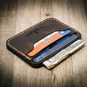Handmade leather card wallet product view