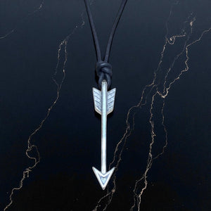 STRENGTH Arrow of Courage Necklace - Solid Sterling Silver on Leather Cord by Forged By Fire — view 7 of 7
